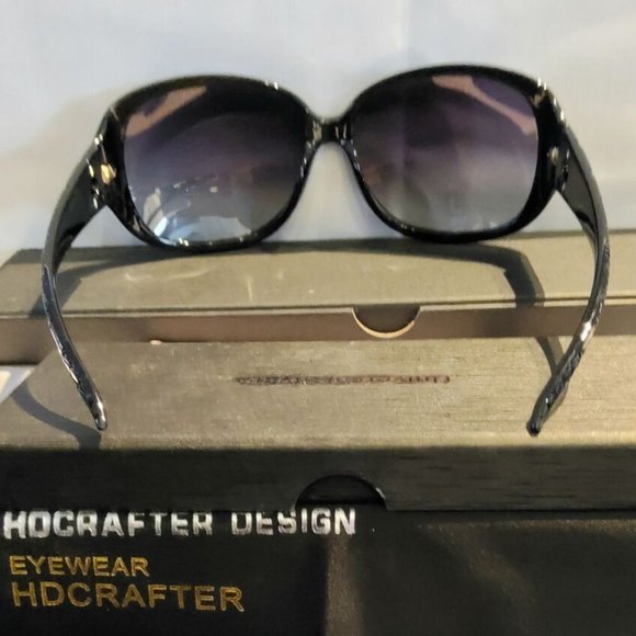 Womens Polarized Sunglasses 100%UV Purple Lens 60mm Black/Gold Oversized Frame